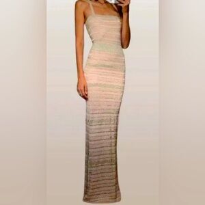 #J84. Victoria’s Secret Striped Metallic Knit Maxi Medium Excellent condition